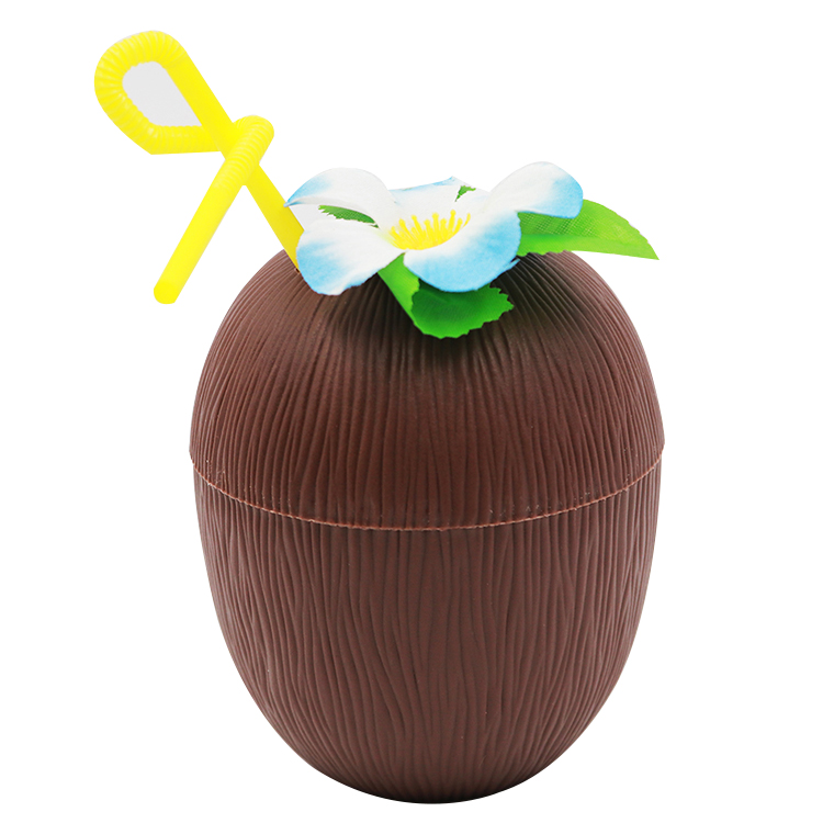 Пластиковая чашка в форме кокоса/пластиковая Кокосовая чашка с питьевой соломинкой