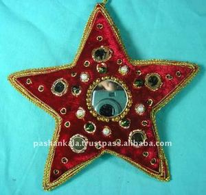Tela Decorativa Navideña con Estrellas Bordadas - Product Image 1
