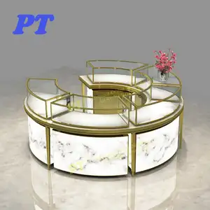 Malaysia Metal Frame Round Glass Jewelry Display Cabinet