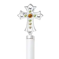 Cryestoraft caneta de bola cromada banhada cruz, decorada, brilhante, cristais, ponta alta