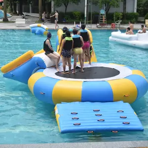 Kombo Trampolin Air Tiup Kolam Renang dengan Perosotan untuk Anak-anak