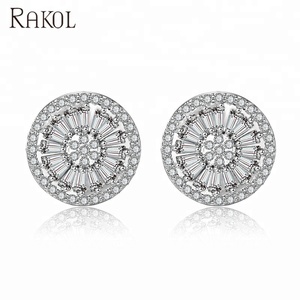 RAKOL EP293 <span class=keywords><strong>orecchini</strong></span> in <span class=keywords><strong>argento</strong></span> carino cerchi all'ingrosso Cubic Zirconia CZ cerchio di cristallo da sposa <span class=keywords><strong>orecchini</strong></span> da sposa - Product Image 1