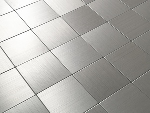 Dosseret de cuisine en mosaïque métallique aluminium <span class=keywords><strong>brossé</strong></span> argenté, à coller - Product Image 3