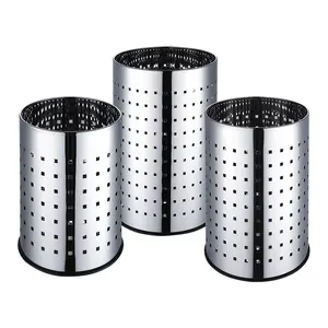 5L,9L,18L Stainless Steel Stainless Steel Office Waste Bin Household Round Storage Bin Steel Metal Laundry Basket Gabage Bin