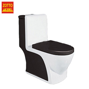 Ensemble de sanitaires en céramique blanc et noir moderne, élégant lavabo sur pied, cuvette de toilette, ensemble d'accessoires de salle de bain populaire - Product Image 2