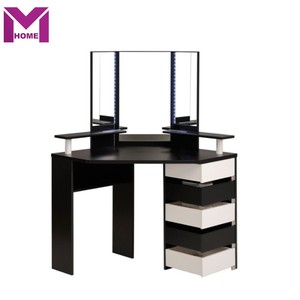 Bedroom Furnture Wooden <strong>Makeup</strong> Vanity <strong>Table</strong> <strong>Corner</strong> Dressing <strong>Table</strong> With Sliding Mirror Drawers - Product Image 2