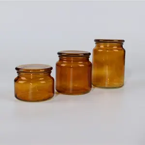 Groothandel Amber Glas Kaars Potten Voor Kaarsen Maken Met Glazen Deksel Voor Decoratie
