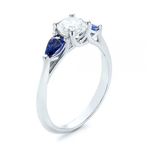 Forma Rotonda delle donne di trasporto Creato <span class=keywords><strong>Blue</strong></span> <span class=keywords><strong>Sapphire</strong></span> 925 Sterling Silver <span class=keywords><strong>Ring</strong></span> - Product Image 3