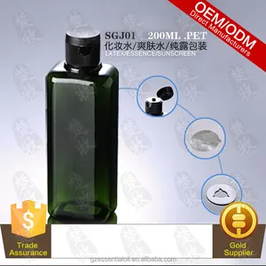 Chine Personnalisé Nourrissant La Peau De Toner Dans 200 ml Vert Foncé Rectangle PET Bouteille Avec Rabat