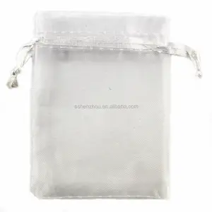 Bolsa de organza para casamento, sacola colorida para presente personalizada, bolsa de cordão, organização branca pequena