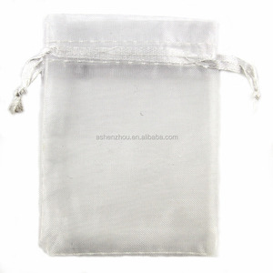 Bolsa de <span class=keywords><strong>organza</strong></span> de boda con estampado colorido personalizado, bolsa de regalo con cordón, pequeña, blanca, venta al por mayor - Product Image 1