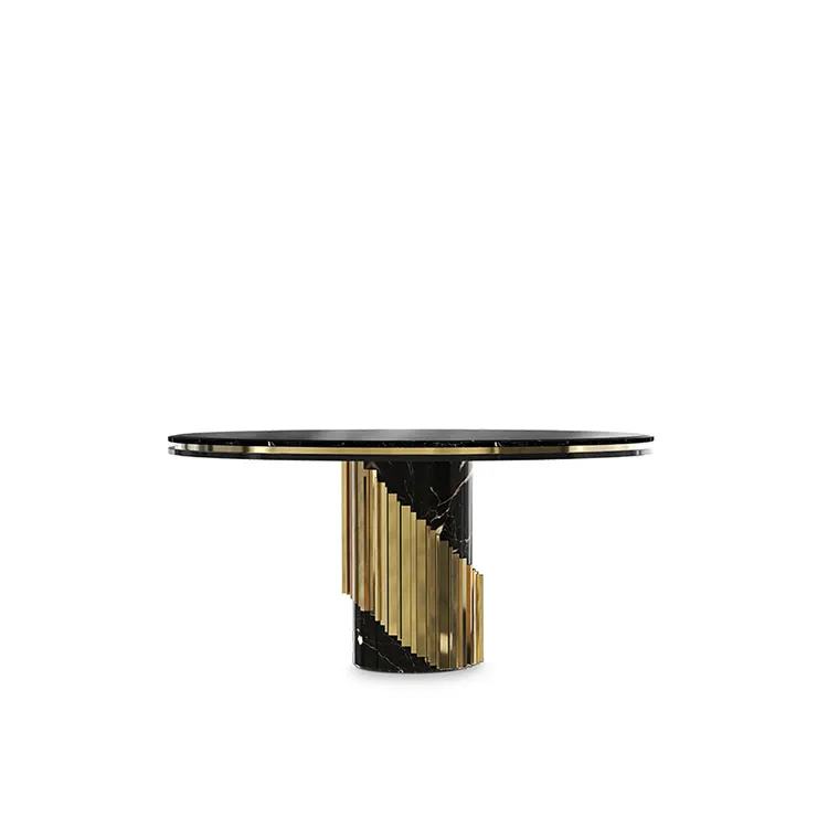 2020 הכי חדש עיצוב מתכת קישוט מודרני שיש עגול למעלה עתיק שולחן אוכל שולחנות