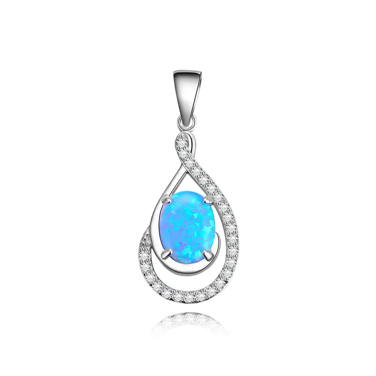 POLIVA jewelry supplier wholesale Rhodium plating 925 sterling silver opal stone pendant
