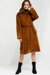 <span class=keywords><strong>Manteau</strong></span> de fourrure Faux Vison Lapin Rex pour femmes de haute qualité Style <span class=keywords><strong>Long</strong></span> avec <span class=keywords><strong>ceinture</strong></span> disponible en couleurs <span class=keywords><strong>marron</strong></span> blanc noir - Product Image 3