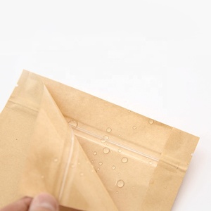 Bolsas de papel Kraft reutilizables con cierre de cremallera, bolsas de embalaje de alimentos sellables con calor, con <span class=keywords><strong>ventana</strong></span> ovalada, color marrón - Product Image 3