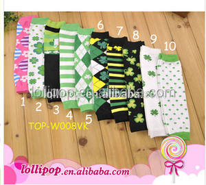In Magazzino Bambino Shamrock Trifoglio Quadrifoglio Scaldamuscoli Little Girl Modello Top 100 di Lavoro A Maglia St Patricks Day Scaldamuscoli Per I Bambini - Product Image 6