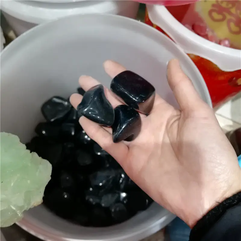 wholesale natural crystal healing black obsidian rock quartz tumbled stone