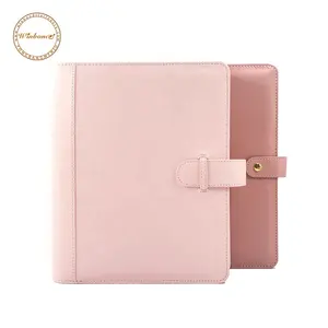 Simple Easy Use A5 School Zipper Hard Case Pu Ring Binders Portfolio Pink A5 Binder School 6 Ring Binders With Zipper