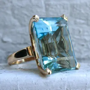 Anelli dell'anello dello zaffiro di fidanzamento dell'anello di diamante della principessa per le donne Bizuteria Jade Diamond Jewelry Topaz Stone Dropshipping Blue