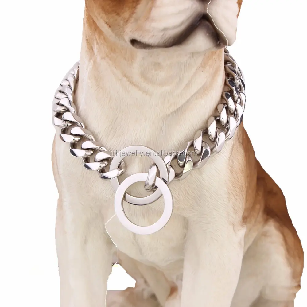 Stainless Steel Cuban Link Chain Choke Dog Collar 15 mm Wide Heavy 12-36" 18inch
