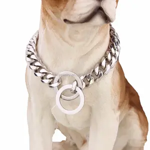 Stainless Steel Cuban Link Chain Choke Dog Collar 15ミリメートルWide Heavy 12-36 "18インチ