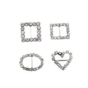 Boucles à broche strass en forme de cœur, 50 pièces, en forme carrée et cristal, pour mariage