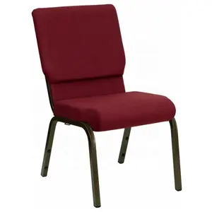 Bordeaux Stof-Goud Ader Frame Grijpende Gewatteerde Kerk Stoelen 19''w Stapelen Kerk Stoel