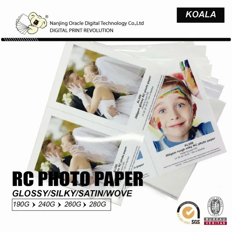 Papel fotográfico brillante/satinado/sedoso para impresora minilab Noritsu, 260g, 190g, 240g, 260g, RC