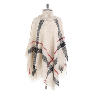 Pulover <span class=keywords><strong>Poncho</strong></span>セーターレディース45色チェック柄タッセル防風冬暖かい女性用Pulover <span class=keywords><strong>Poncho</strong></span> 2020 - Product Image 5