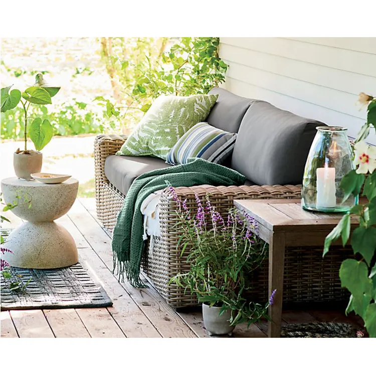 Hot sale outdoor furniture garden rattan three seat recliner sofa set