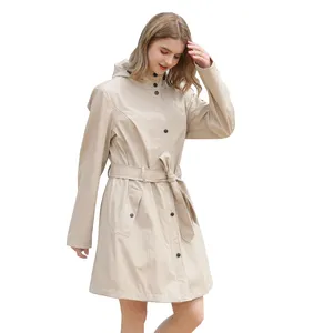Rainfreem manteau de pluie doux pour femmes, vestes de pluie PU pour la mode manteau de pluie femme imperméable coupe-vent - Product Image 1