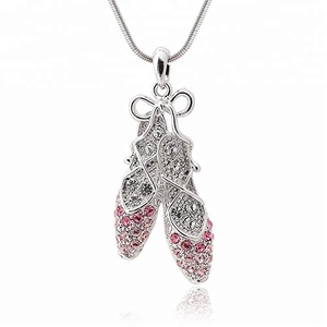 Métal Bling Strass Ballet Pantoufles Charme <span class=keywords><strong>Danse</strong></span> Pendentif Ballet Chaussures Collier Cadeaux Bijoux - Product Image 2