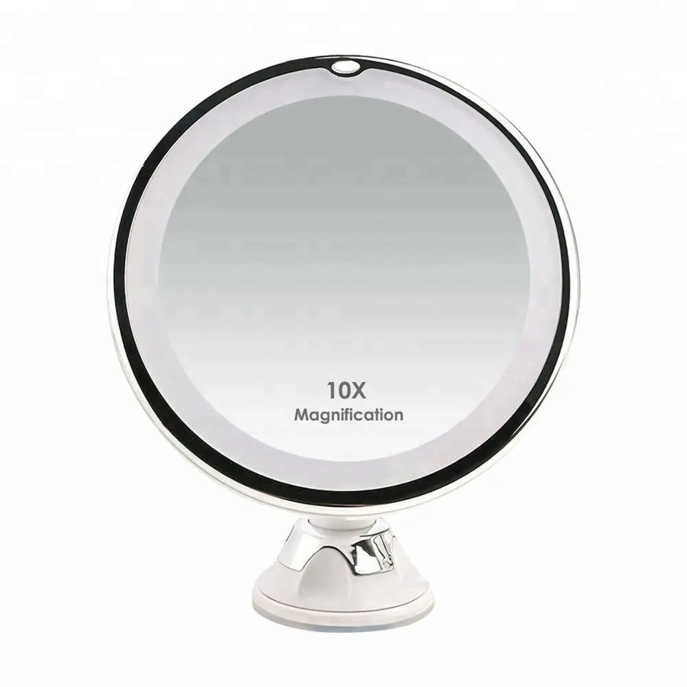 360 Degree Rotation 10x Mirror Vanity with Led Light Bathroom Makeup Magnify Mirror with Suction Cup