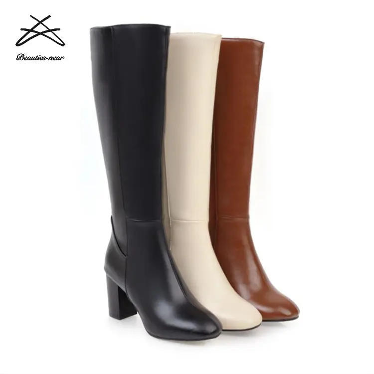 Botas largas hasta la rodilla de piel sintética para mujer, botines de invierno, elegantes, sexuales