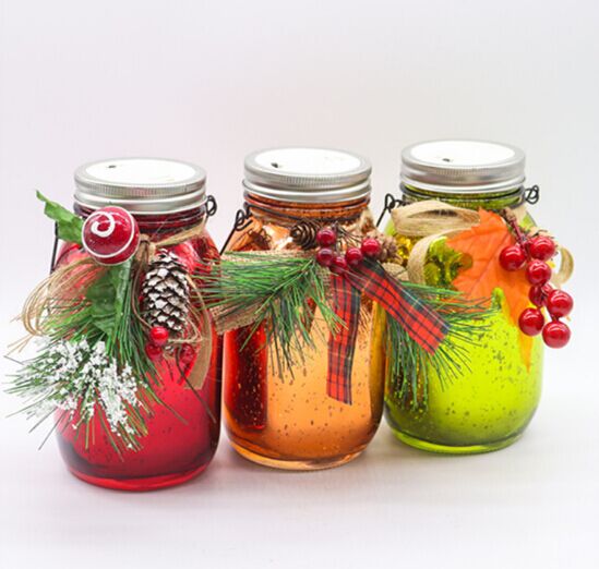 16oz round colored candle glass jar with lid