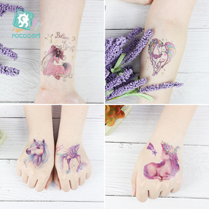 Commercio all'ingrosso Del Fumetto Personalizzato Piccola Bella Falso Tatuaggi Temporanei Sticker Per I Bambini dei Capretti <span class=keywords><strong>Unicorno</strong></span> Adesivo Faccia - Product Image 4