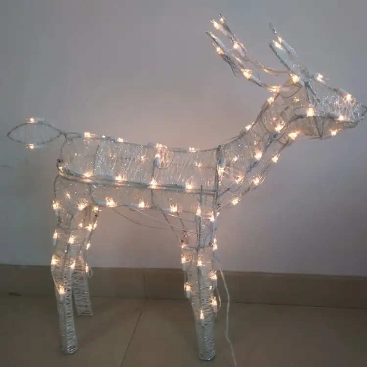 Christmas Decoration Light Holiday Time Lighting 3D Stand Reindeer Motif Christmas Decorative Outdoor white reindeer decorative
