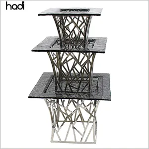 Hadi table buffet catering decorations dessert stands high risers for buffet  , arabic unique stainless steel buffet elevation
