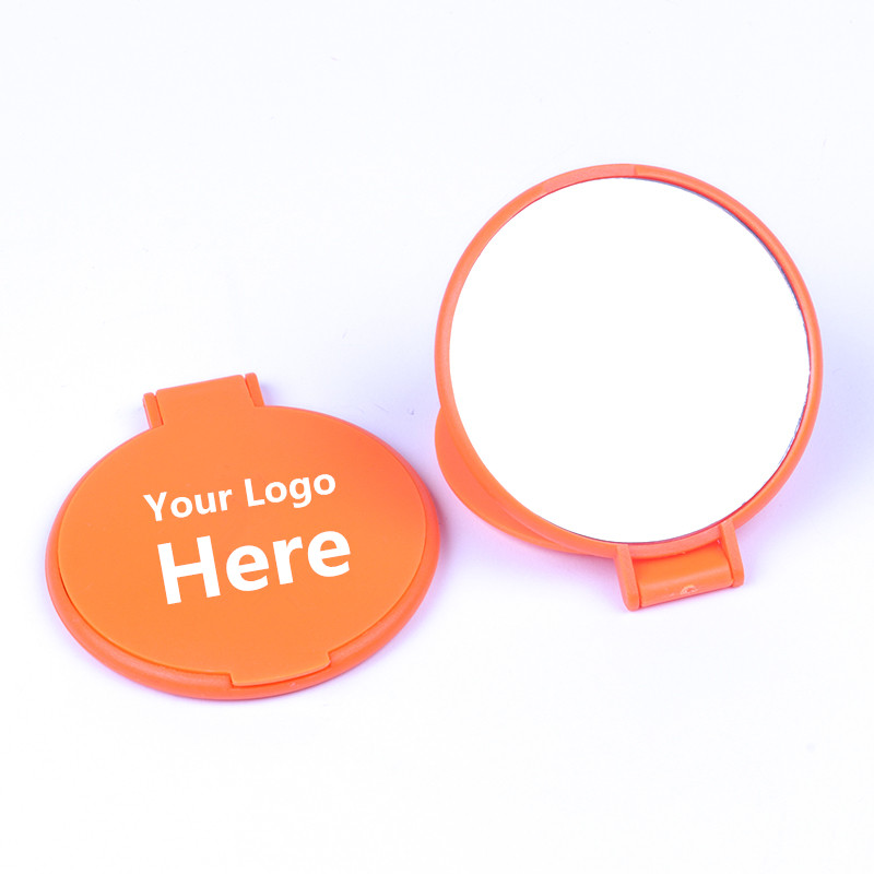 Дешевое Пластиковое складное мини-зеркало для макияжа с логотипом на заказ