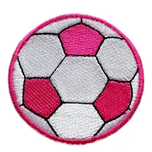 Patch de sport personnalisé en forme de ballon de football en plastique PU brodé à appliquer au fer pour chapeau et vêtements - Product Image 1