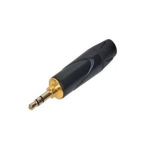 RQSONIC QT158G Headphone Plug Audio 3.5mm Jack Stereo Connector Golden 3 Pin Audio & Video Black Zinc Alloy 3500 Units RJ45