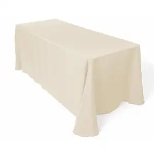 Quality Table Cloth 90 X 156 Inch Beige 100% Polyester Tablecloth Rectangular Table Cloth For 8 Foot Table Party Wedding Outdoor Home