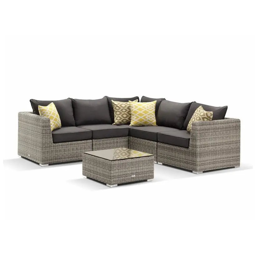 Teras Bulat Anyaman Sectional Sofa Set Outdoor Furniture Rotan Sofa Taman Set