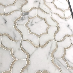 Commercio all'ingrosso Irregolare a getto d'acqua di taglio di piastrelle di <span class=keywords><strong>mosaico</strong></span> di marmo di nuovo disegno - Product Image 4