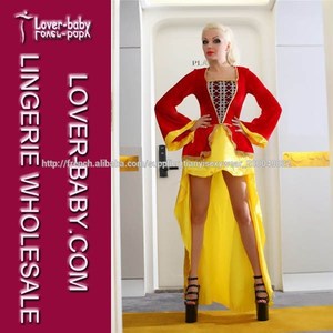 honorable de <span class=keywords><strong>velours</strong></span> rouge et jaune robe de satin sexy halloween carnaval costume de princesse fée - Product Image 1