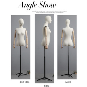 XINJI Fashionable Upper Body Manikin Fabric Covered <strong>Female</strong> <strong>Mannequin</strong> <strong>Torso</strong> <strong>With</strong> Head - Product Image 5