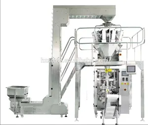 Combinação automática da fábrica ce pesadora multicabeça com máquina de embalagem vertical para bolsa quad