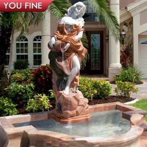 Outdoor Garden Life Size Hand Carving Natural Stone Marble Lady Statue Wall Water Fountain