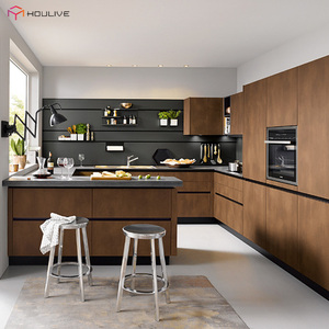 Cuisine en L de petite taille, conception personnalisée, finition mélamine, armoires de cuisine, style moderne, production en usine à bas prix - Product Image 2