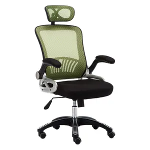 migliore a buon mercato scrivanie Suppliers-Migliore mobili per ufficio comfort ergonomico verde pieno della maglia di vibrazione up bracciolo sedile comfort girevole sedia da ufficio a casa con base in nylon